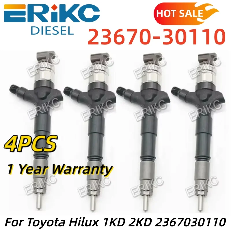 

4PCS Orignal Diesel Fuel Injector 23670-30110 Genuine Common Rail Injection 23670 30110 For Toyota Hilux 1KD 2KD 2367030110