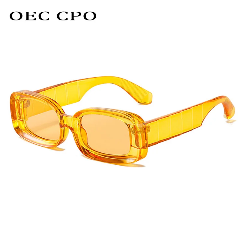 

OEC CPO New Fashion Rectangle Sunglasses Women Retro Gradient Lens Men Punk Candy Color Sun Glasses Shades UV400 Eyewear