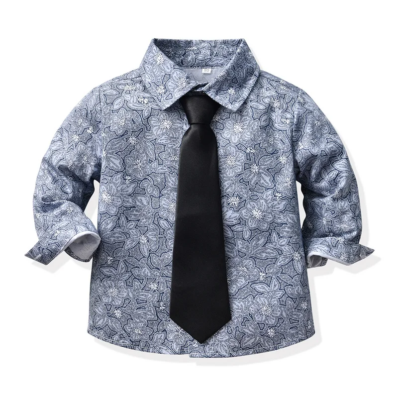 top and top Fashion Autumn Winter Kids Boys Gentleman Clothing Sets Long Sleeve Print Bowtie Shirt+Vest+Pants Boy Casual Outfits