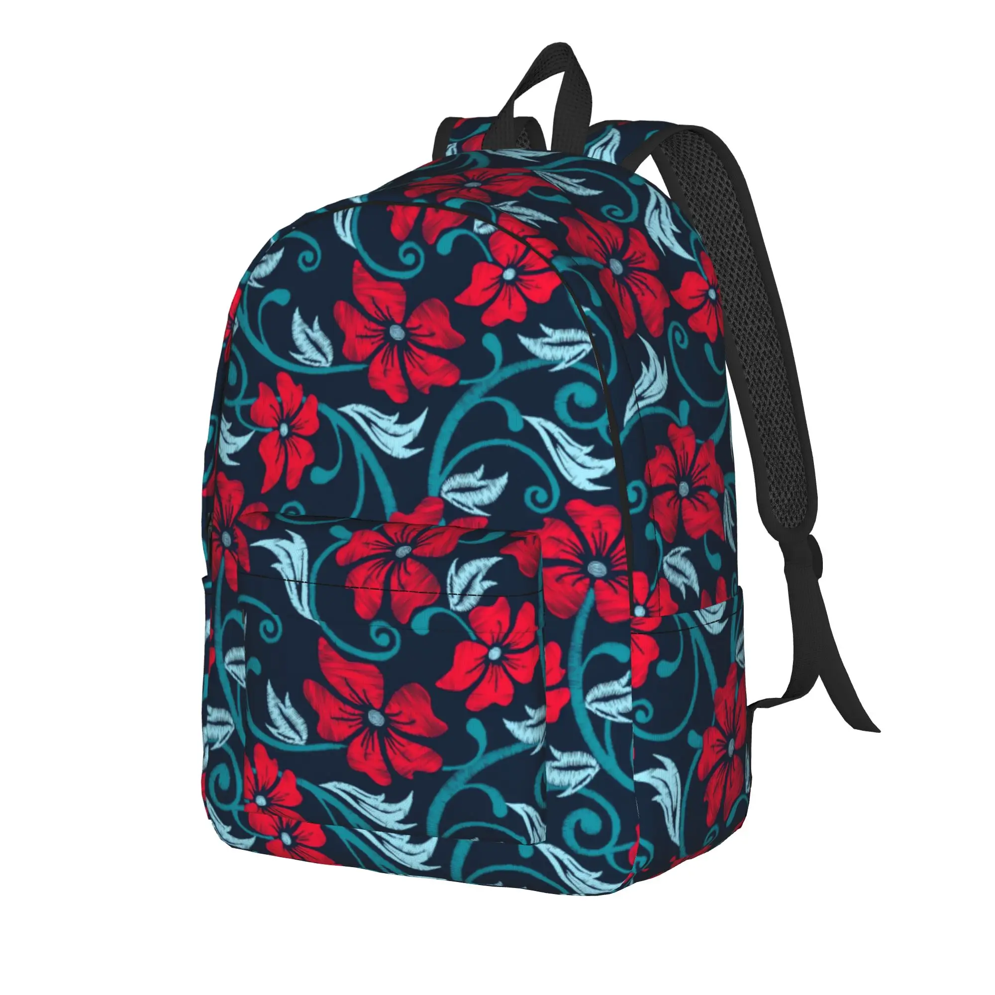 Tropical Hibiscus Embroidery    Backpack  Travel Backpacks Girl Leisure School Bags Design Durable Rucksack