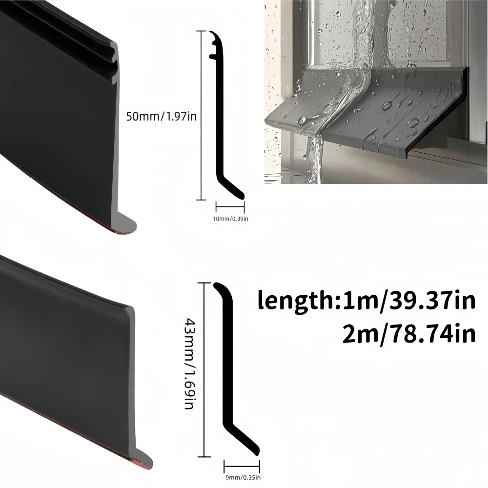 1PC 1/2M Window Transparent Waterproof Diversion Blocking Bars Rainwater Backflow Baffle Balcony  Window Gap Sealing Drip Strip