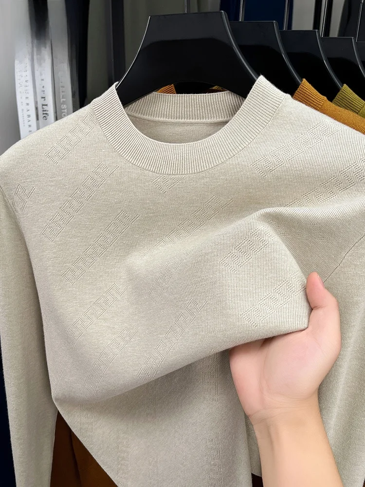 

Rn мужской цветной круглый вязаный свитер, тонкий модный универсальный повседневный трикотаж, повседневный деловой трикотаж