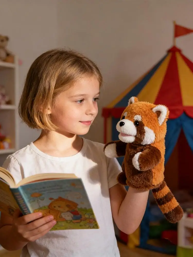 Animal Puppets Cute Soft Interactive Plush Toy with Open Mouth Kids Animal Puppets for Children Boys Girls Family Friends