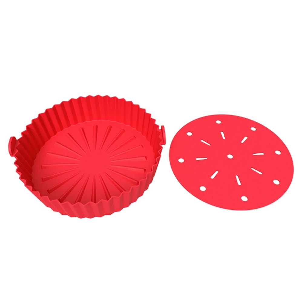 Silicone Air Fryer Basket, Food Safe Air Fryers Oven Accessories with Spacer Pads, Reusable Fits 5.3 QT or Bigger