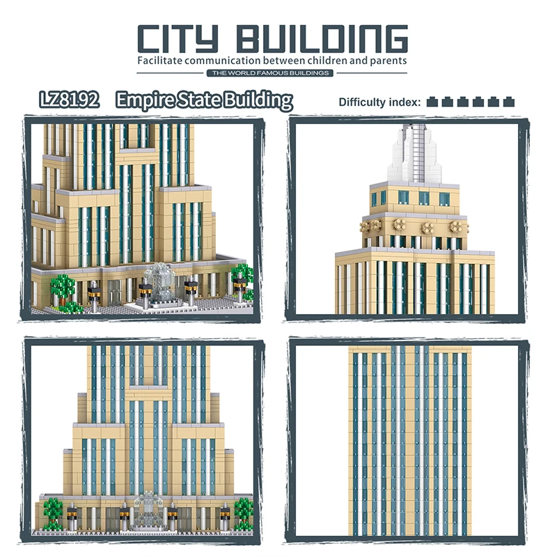 3819PCS Empire State Building World Famous City Street View Architectural Model Mini Bricks Desktop Decoration Kids Toys Gifts