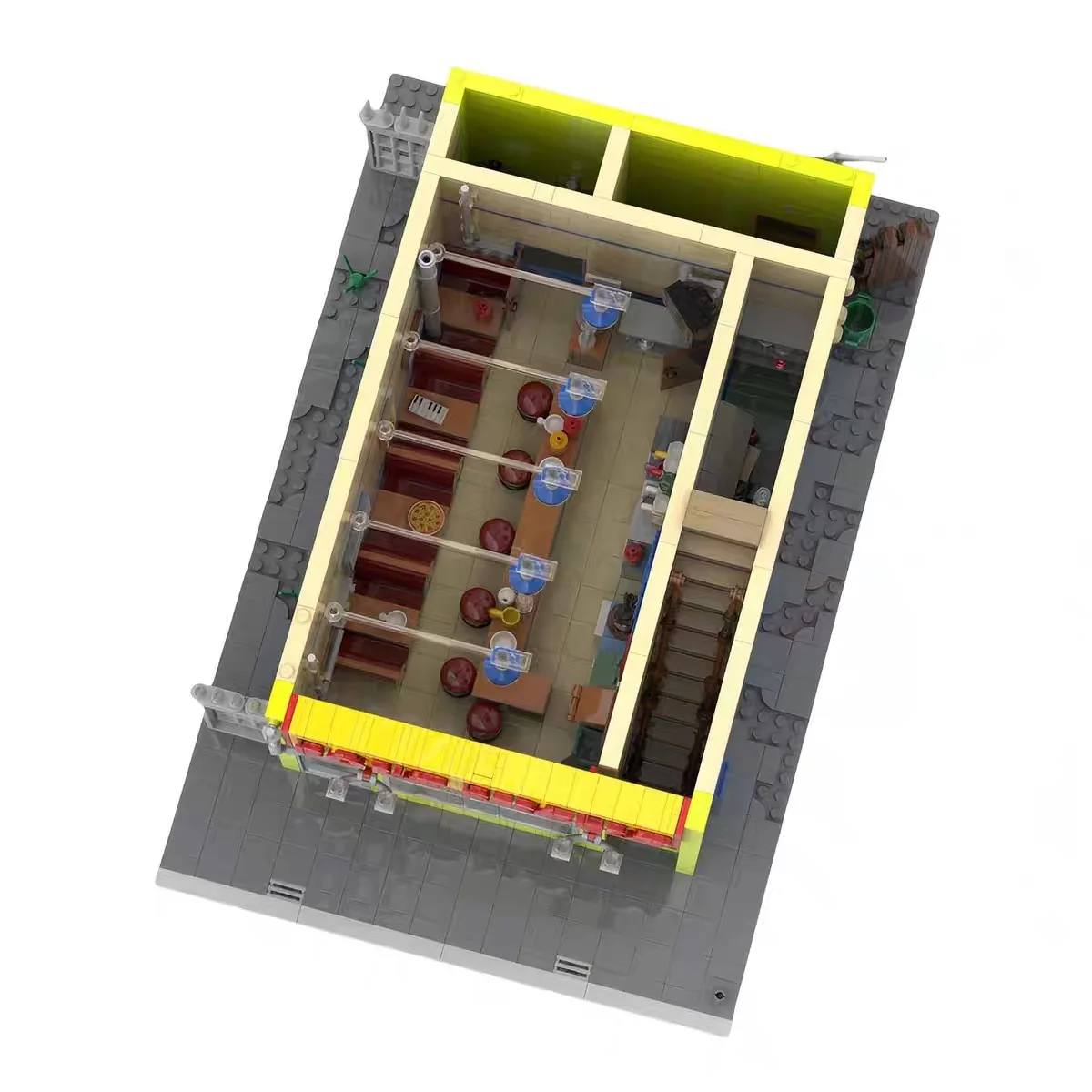 Bloques MOC ciudad arquitectura Modular Anime Bobs Burgers casa modelo Kit de bloques de construcción vista a la calle juguetes creativos DIY regalos para niños