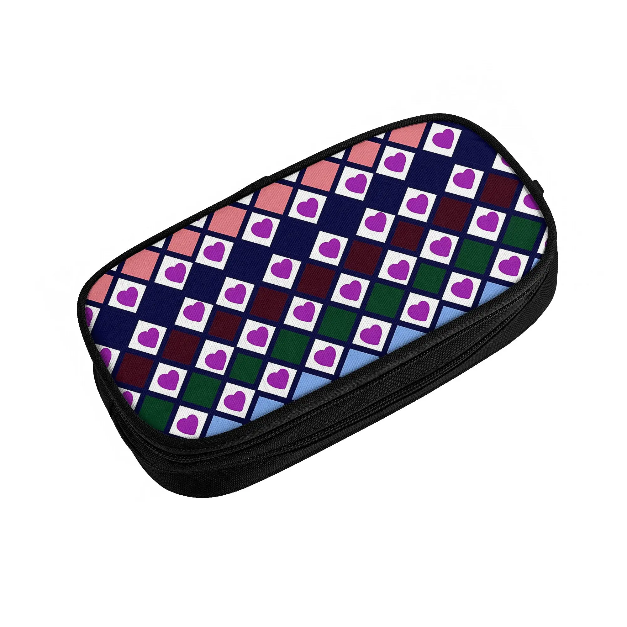 1 piece Stylish Rainbow Heart Diamond Pattern Pencil Case Teen Pen Bag Back To School Office Stationery Bag