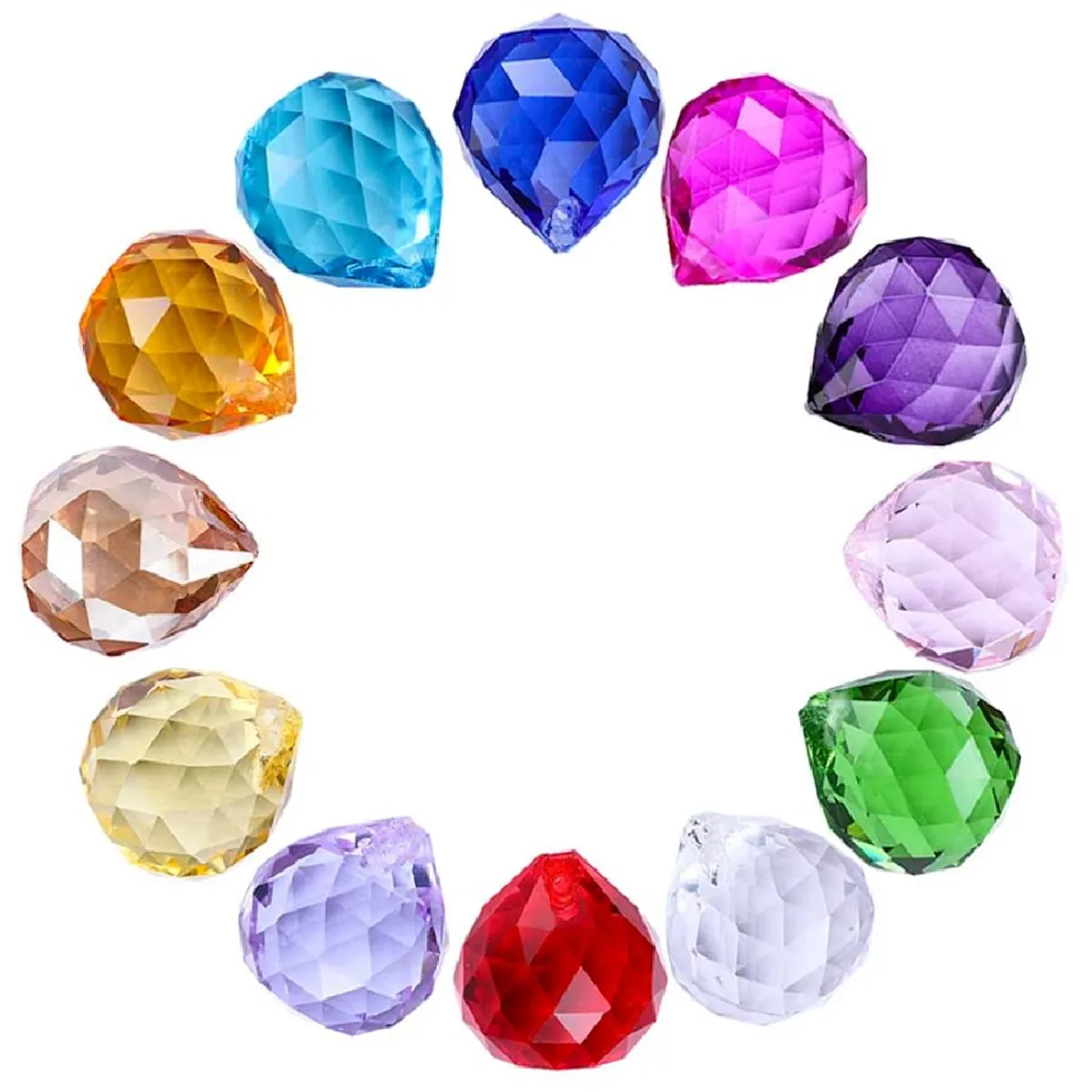 20pcs 20mm Mix Color Crystal Glass Lighting Faceted Ball Feng Shui Prism Chandelier Parts Sun Catcher Home Wedding Decoration