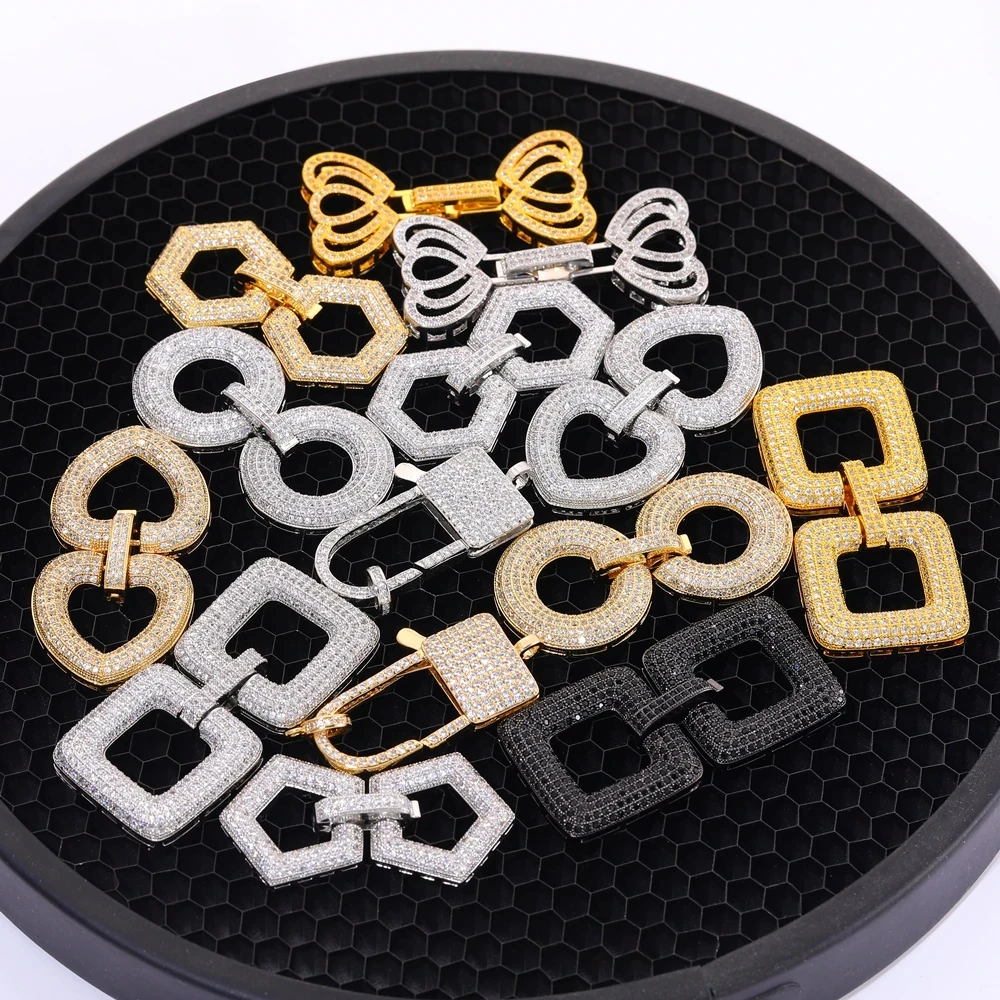 Juya Micro Pave Zircon 18K Gold Plated Decorative Connector Fastener Clasps For DIY Women Needlework Beads Pearls Jewelry Making