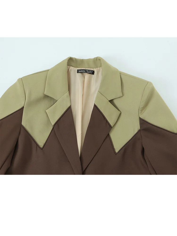 Hh inverno feminino elegante versátil único breasted flip capa decoração blazer feminino casual lapela manga longa splice jaqueta