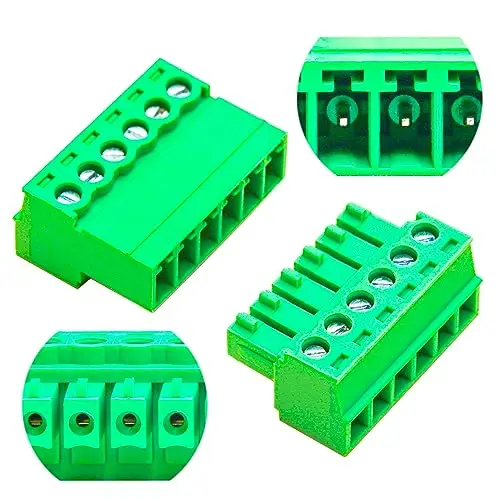 

3.81mm Male & Female 6 Pin Phoenix Connector No Soldering Green PCB Screw Terminal Block Connector (2Sets 3.81MF-6Pin)