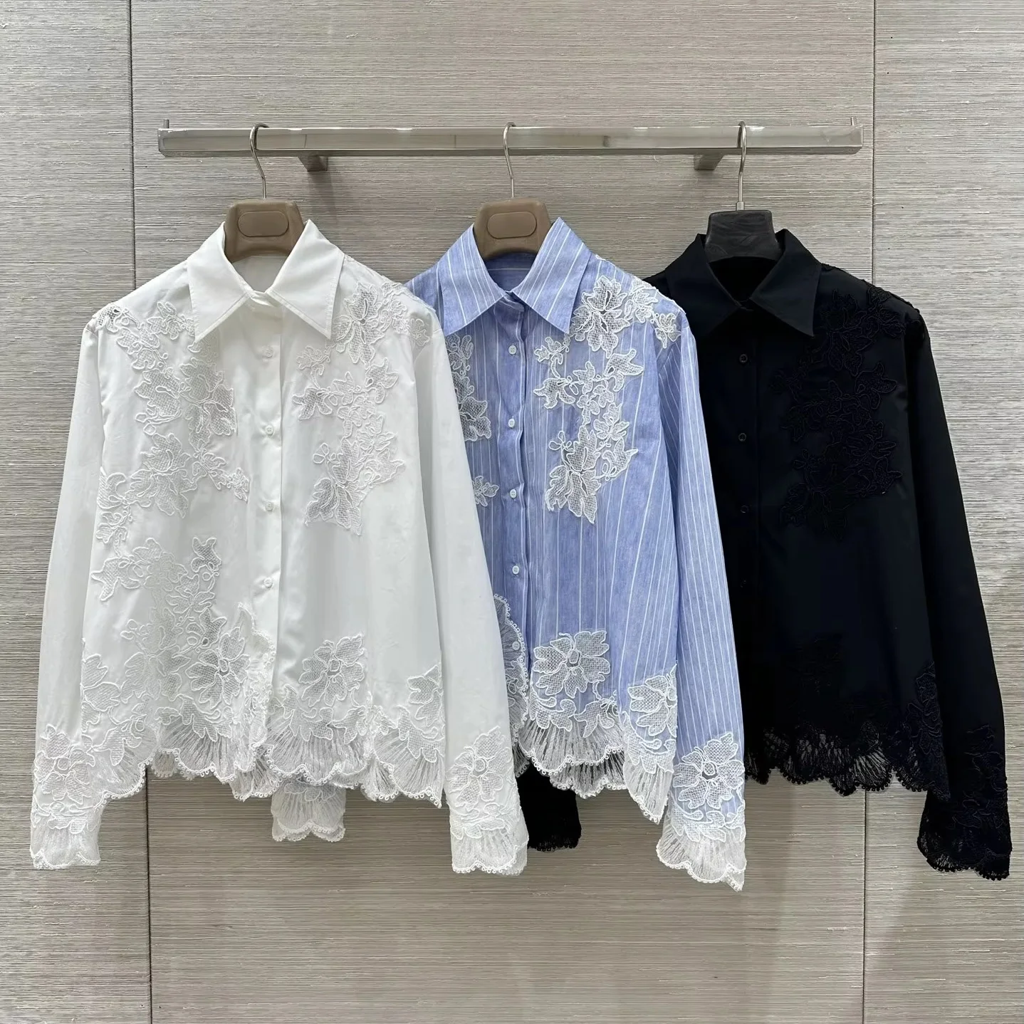 

Женская хлопковая рубашка с 3D цветочной вышивкой, с отложным воротником, на одной пуговице, модная элегантная блузка ﻿