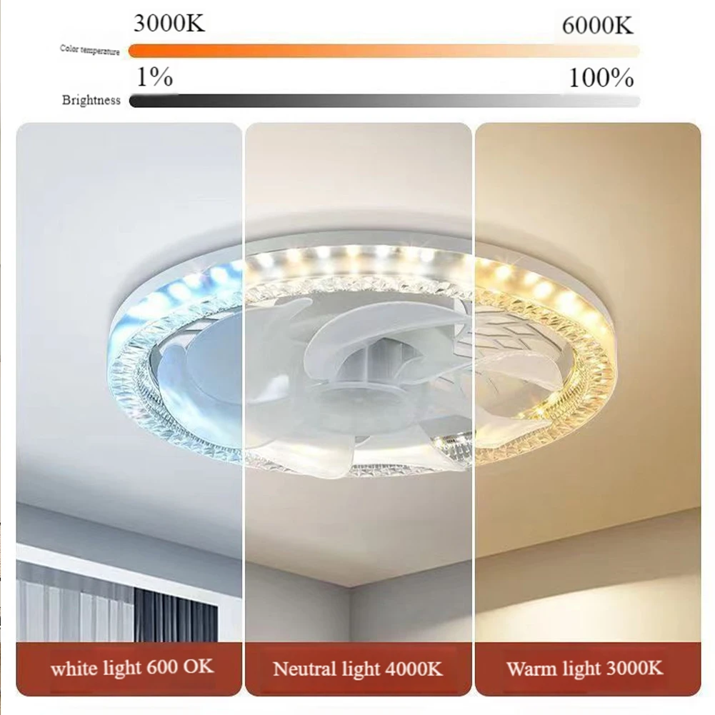 目に見えないリーフファン-ledライト付き-リモコン付き電気コードレスファン-ダイニングルーム、寝室、リビングルーム用のユニバーサル調光ファン