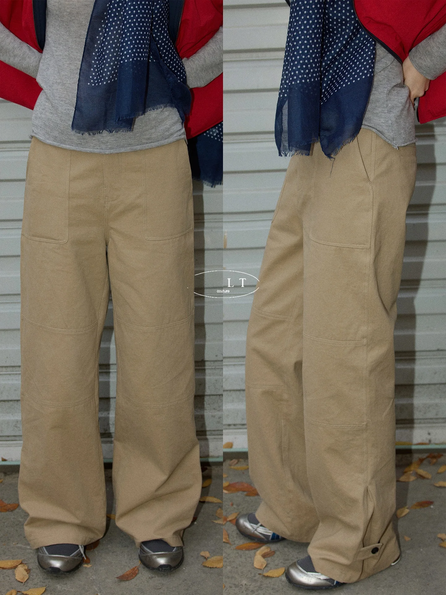 

BMLT Amber Early Spring 100 Cotton Khaki Retro Casual Pants High Waist Versatile Slimming Korean Straight Leg Pants