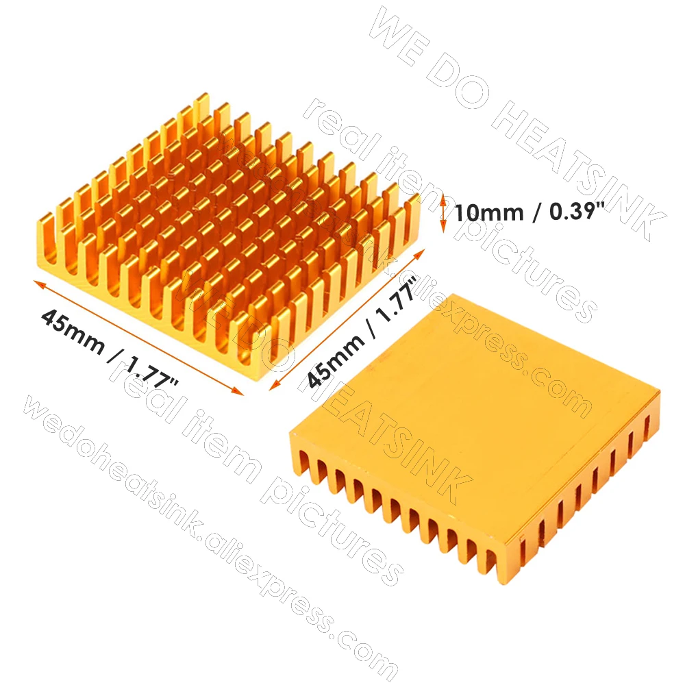 WE DO HEATSINK 45x45x10mm Without or With Thermal Pad Golden Aluminum Fin Radiator Heat Sink Cooler for Hard Drive Disk HDD