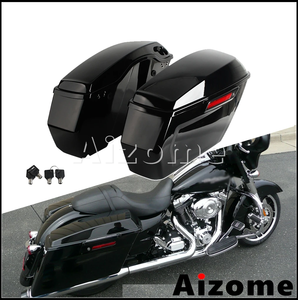 Motorcycle Rear Hard Saddlebag w/Black Latches For Harley Touring Ultra Limited Electra Road Street Glide Road King 2014-2023