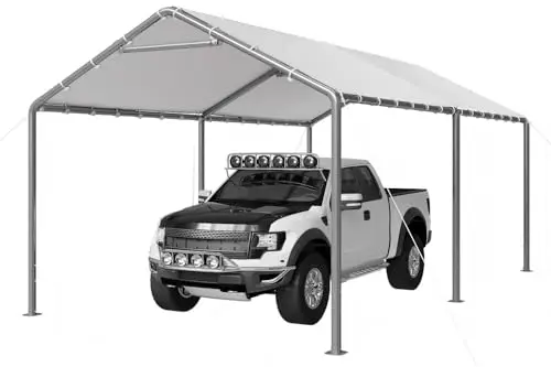 10x20 Carport Heavy Duty Carport Potable Car Canopy Garage, White view 2