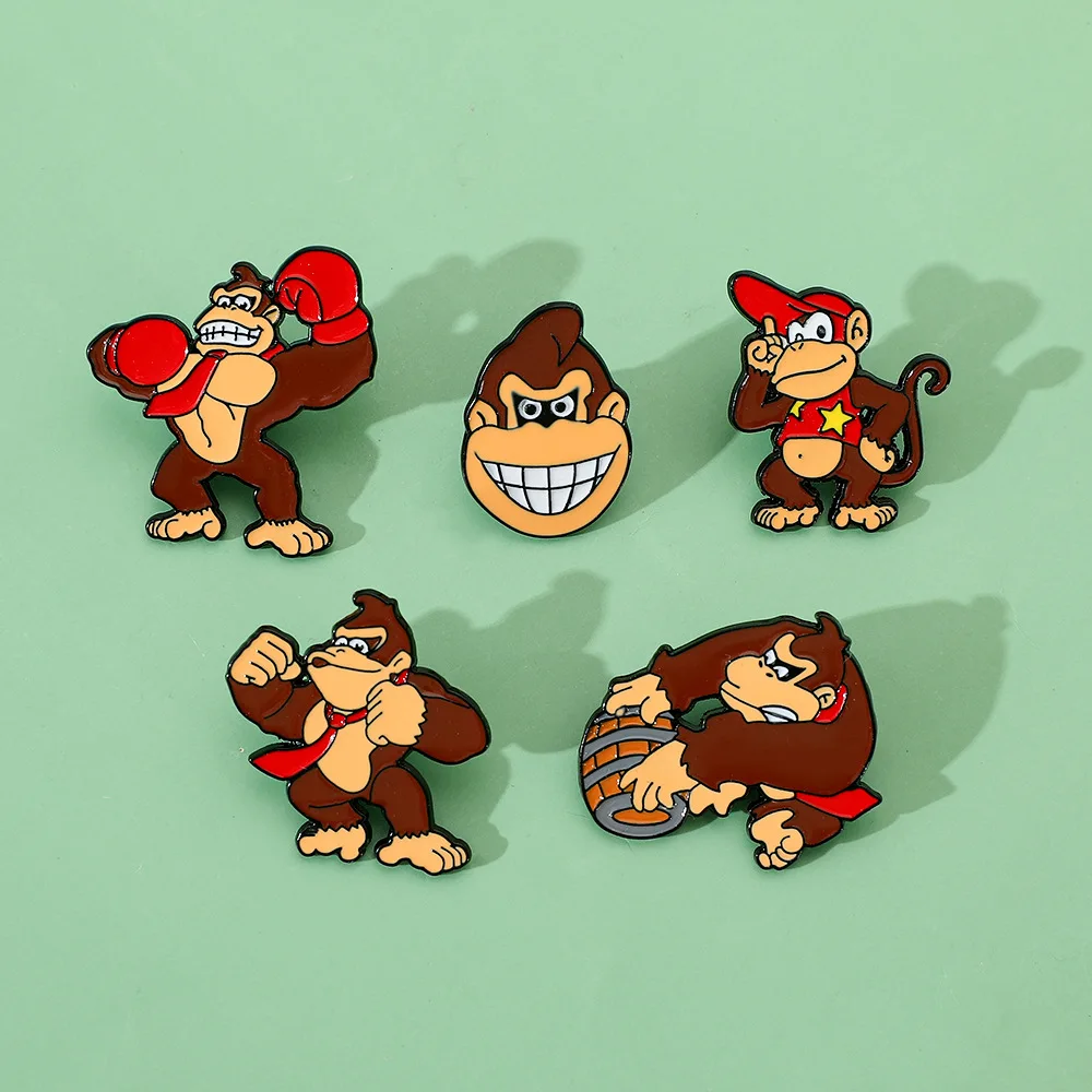 Gioco Donkey Kong spille smaltate Cartoon Animal Super Bro spilla distintivo camicia borsa zaino cappello decorazione gioielli per uomo donna