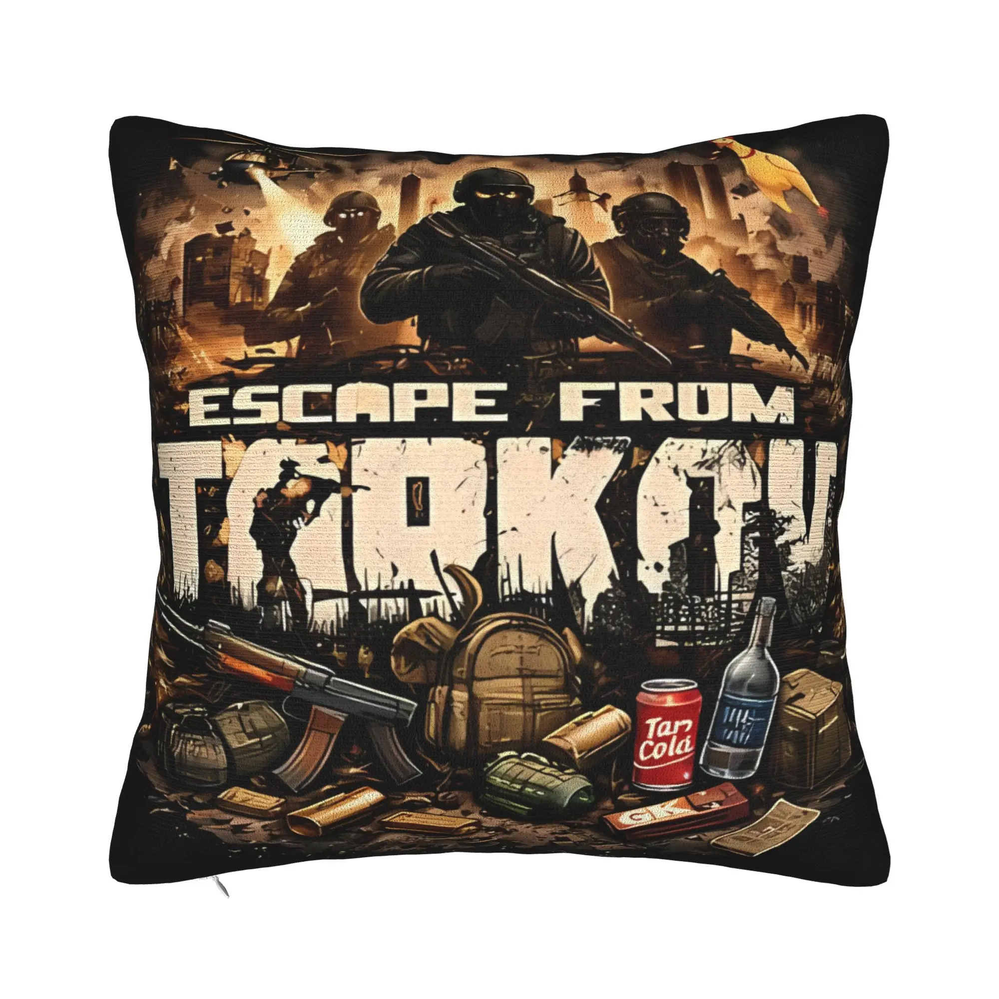 Escape From Tarkov Logo Winter Holiday Farmhouse Home Deco Escape From Tarkov Pillow Cover Zipper Closure