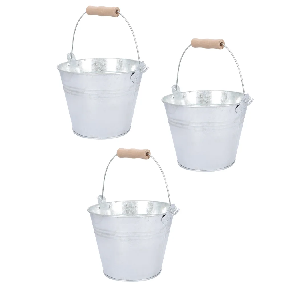 

3 Pcs Charcoal Pail Milk Storage Bucket Water Fireplace for Ashes Oil Metal Iron Grease Grill Ice Kitchen Tray Decor