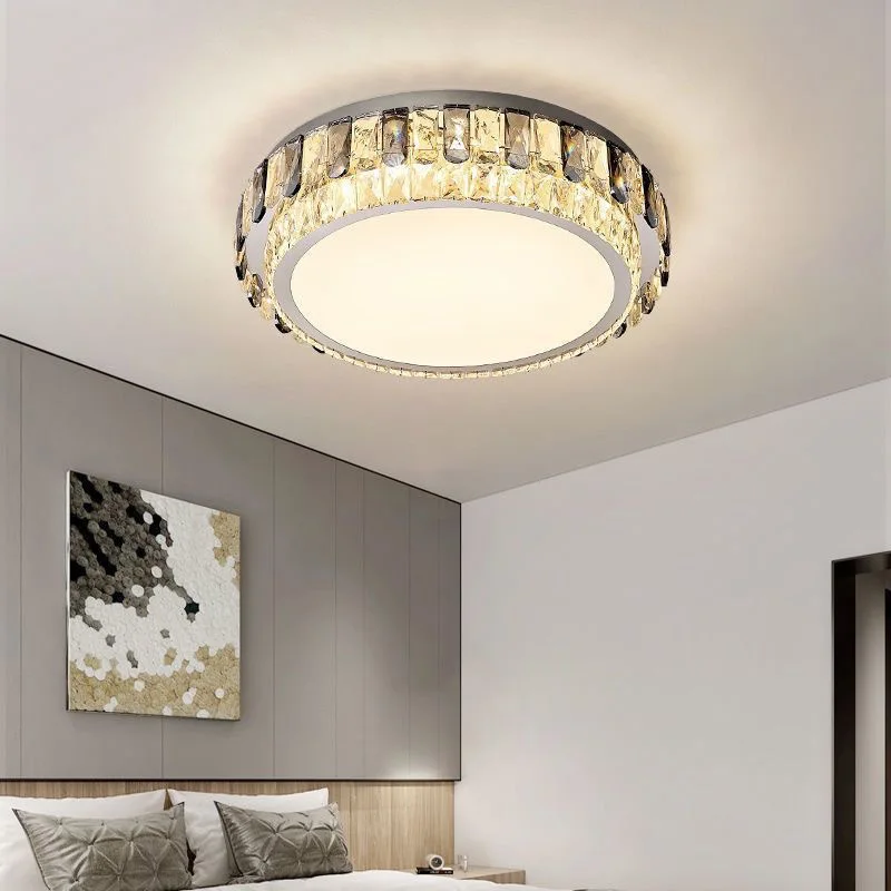 

Luxury Modern Crystal LED Ceiling Light Chrome Flush Mount for Bedroom Living Room Dining Room Attic Indoor Home Decor Lighting