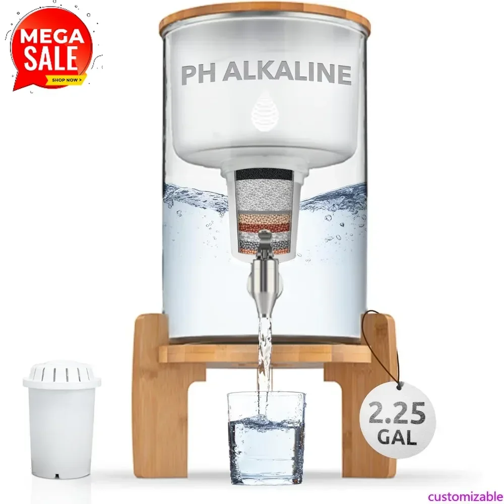 Hot-sellingCustomizable pH Recharge Glass Alkaline Water Filter Dispenser - Countertop Water Filter System - Purifier Pitcher fo