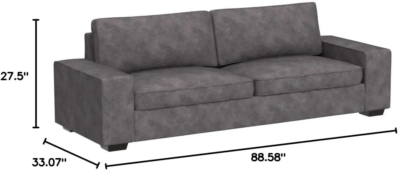 Modern Sofas Couches for Living Room, Removable Low-Back Sofa Cushion and Detachable Sofa Cover/Easy to Install(Dark Grey)