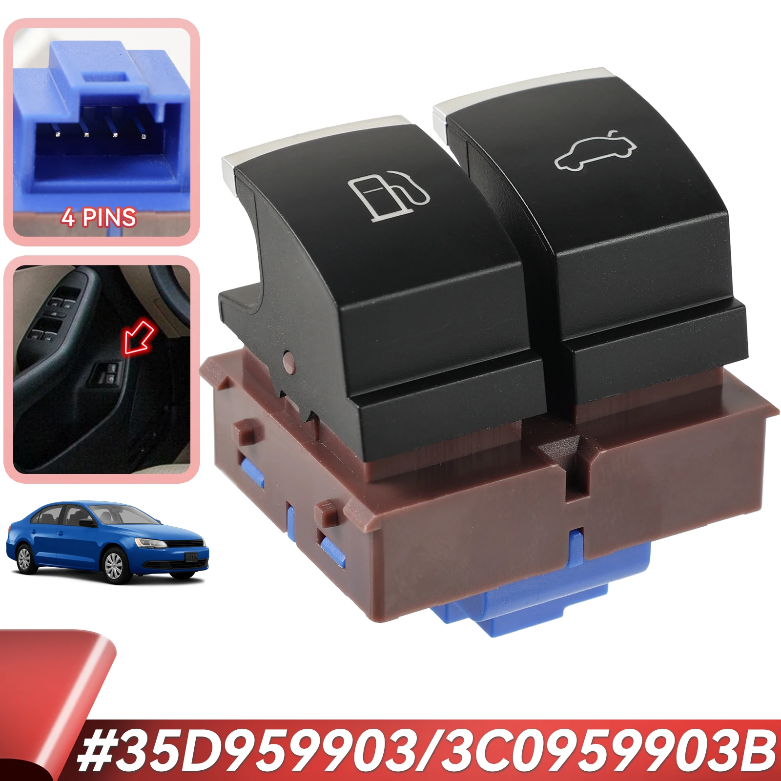 

35D959903 Переключатель бензобака Крышка масла Дверной ключ открывания багажника Кнопка багажника подходит для VW Passat B6 B7 CC Jetta EOS 3C0959903B