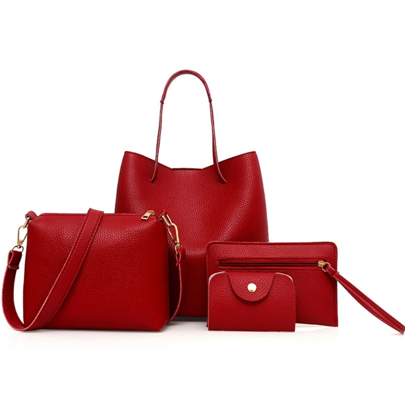 4Pcs Women Bags Set Purse Shoulder Handbag Tote Satchel Bag Crossbody Card for Case Holder Wallet