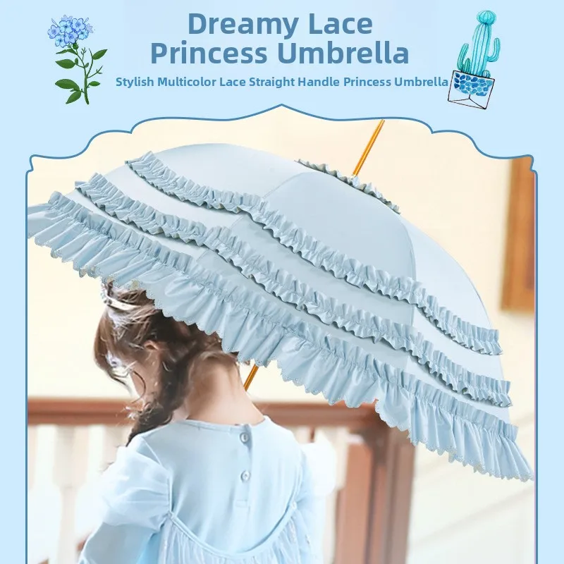

Зонт Lolita Princ для девочек, гелевый зонт с прямой ручкой, солнцезащитный козырек, фотография с длинной ручкой, дождь и солнце...