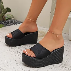 Sandals Summer 2024 New Women Slippers Wedges Platform Beach Flip Flops Trend High Heels Ladies Shoes Pumps Thick Slides Mujer