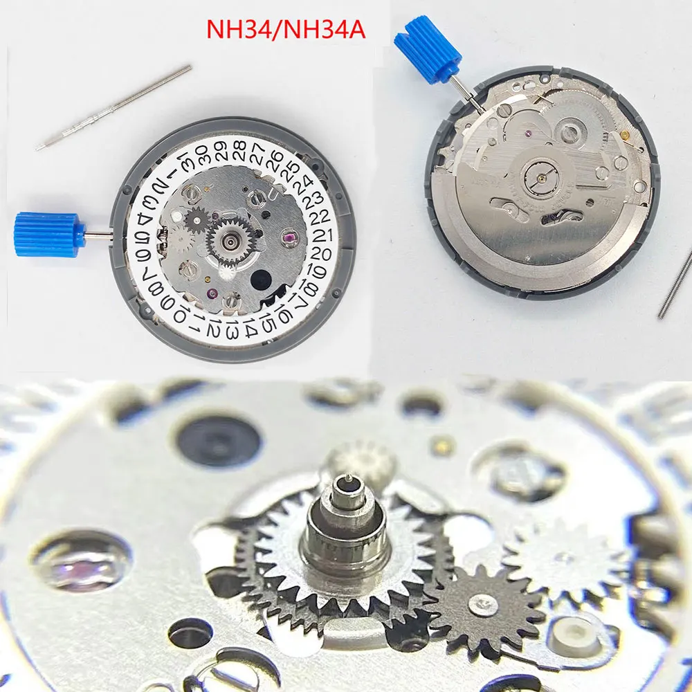 Japan Seikk Original NH35 NH35A Watch Movement Fit NH35 Automatic Mechanical Fit 3.0 Crown Watch White Date Wheel 24 Jewels.