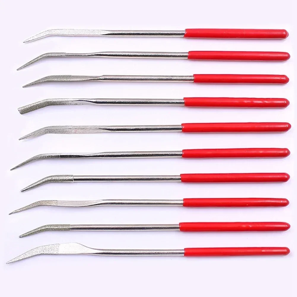 10Pcs/Set Diamond File Curved Mini Diamond File Set Special Shaped Needle Files 3×140mm For Grinding Polishing Engraving Cutting