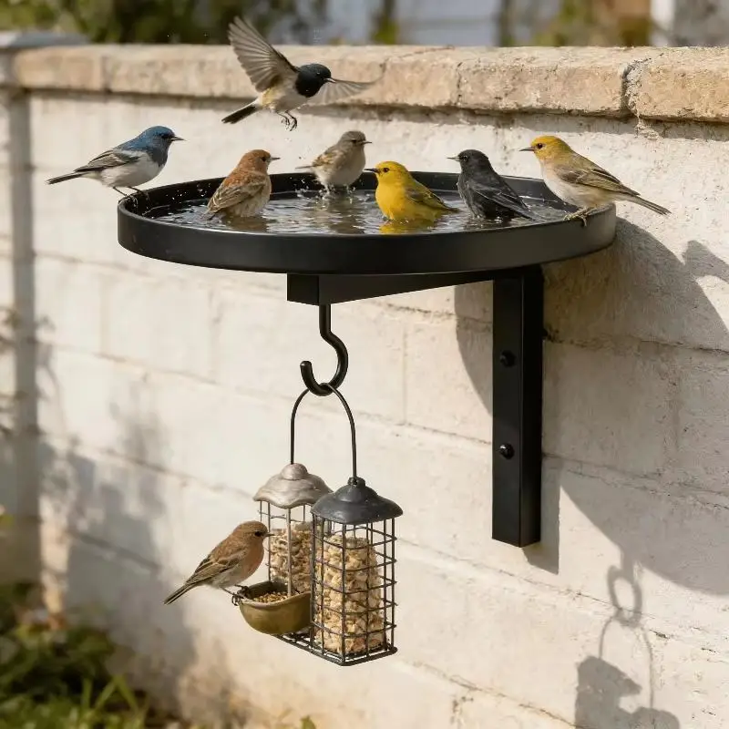 Wandmontierter Vogelfutterhaken aus Eisen für Badewannen, einfache Installation, wetterbeständig, für Terrasse, Garten, Vogelbeobachtung im Freien – Detail 10