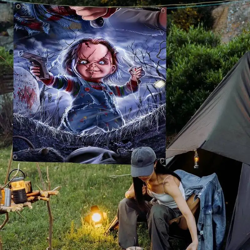 Classic Horror Movie Chucky High End Quality Banner Printing Artistic Atmosphere Style Camping Flag