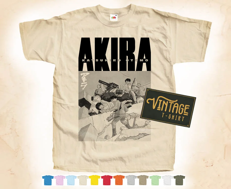 BLACK Print: AKIRA vol 6 T shirt Natural VINTAGE Poster Cotton S-5XL