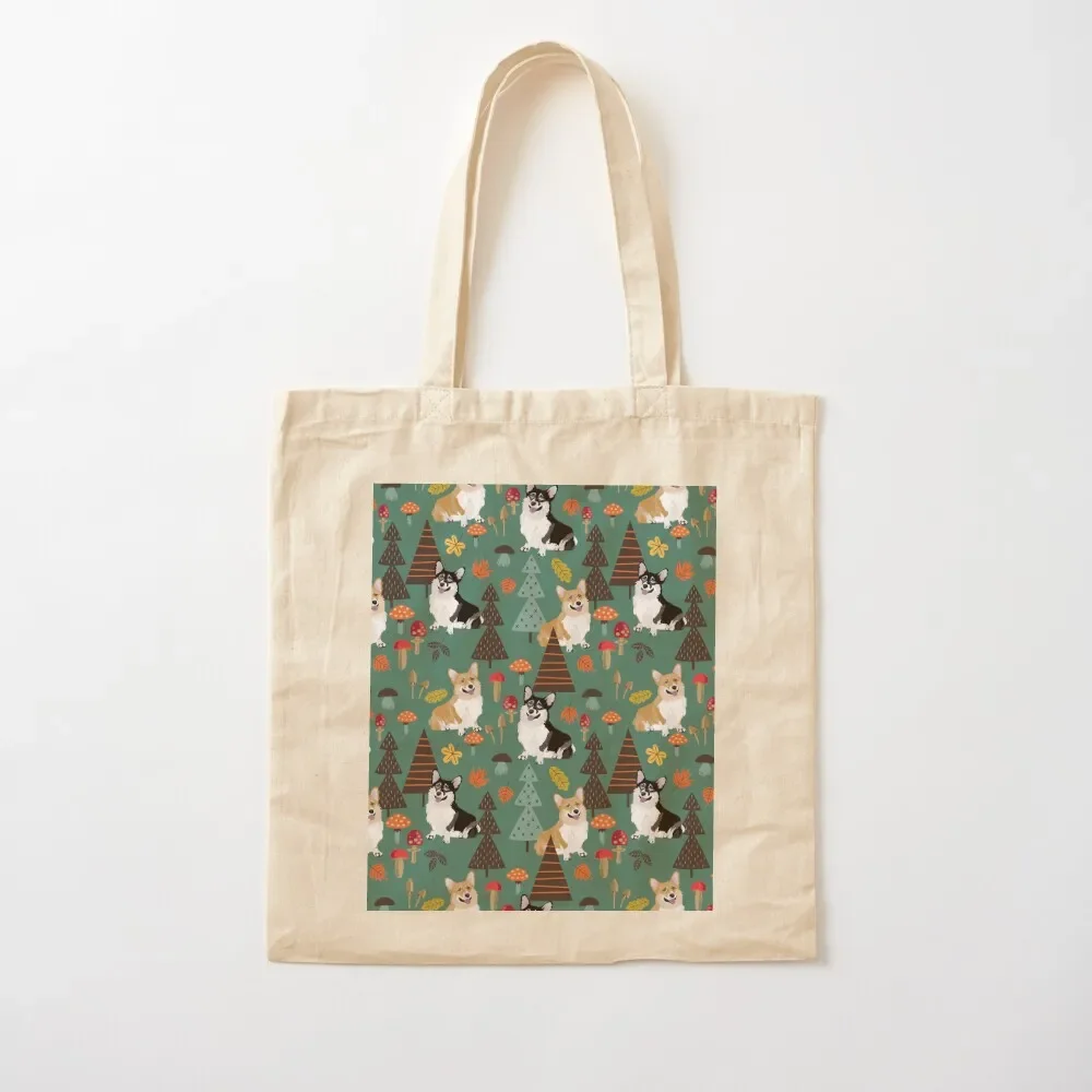 

Corgis In Fall Forest - Dark Teal Tote Bag shopper bag woman Lady bag Candy bags shopping bags foldable