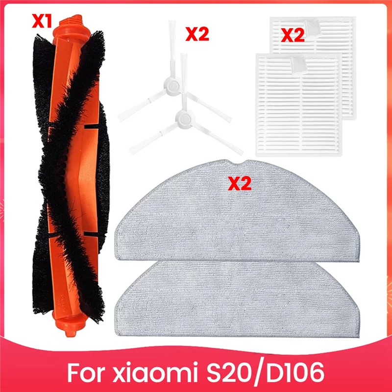 

LICE-For Xiaomi Robot Vacuum Cleaner S20/D106 Parts Main Side Brush HEPA Filter Mop Cloth Replacement Parts Kit Accessories