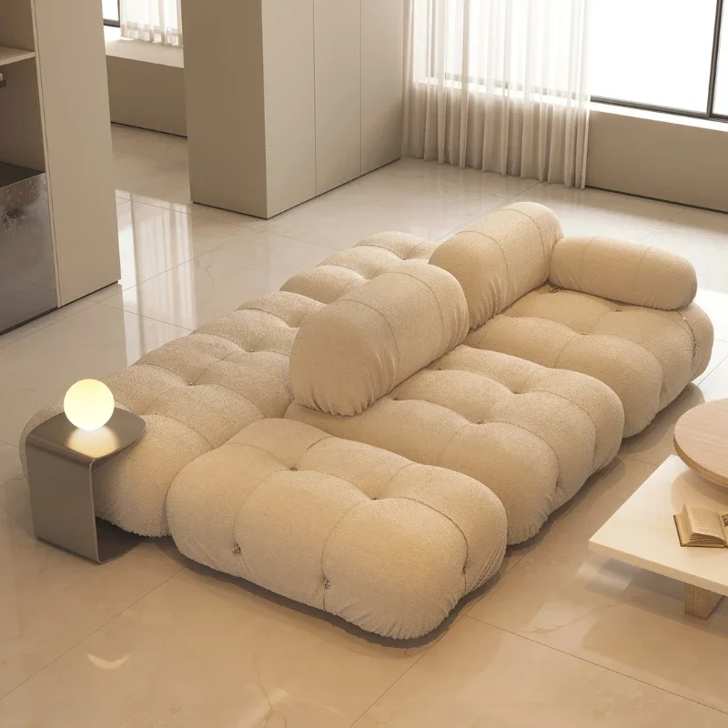 Straight Row Two-Way Seat Back Combination Fabric Sofa Double-Sided Tofu Block Nordic Minimalism