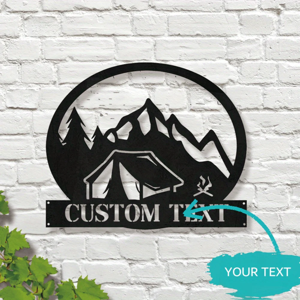 

Personalized Metal Camping Sign with Custom Text for Fire Pit Area Modern Multi - Functional Outdoor Wall Mounted Decor Plaque
