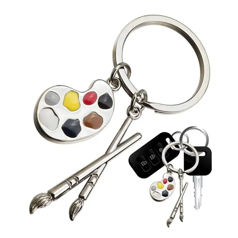 Paint Palette Keychain Paint Brushes Pendant Painter's Jewelry Art Student Teacher FashionPaint Brush Palette Charm For Kids