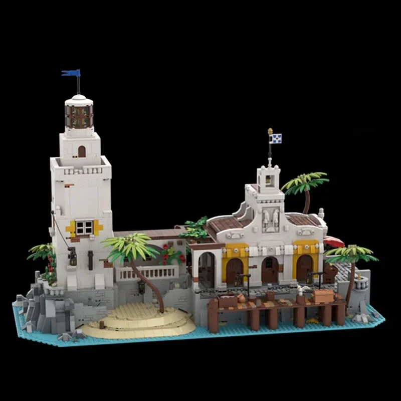 MOC-170153 Eerste Toren Santa Maria Puerto Licht Street View Eiland Haven Stad Bouwsteen Speelgoed 4997 Stuks Diy Kerstcadeaus