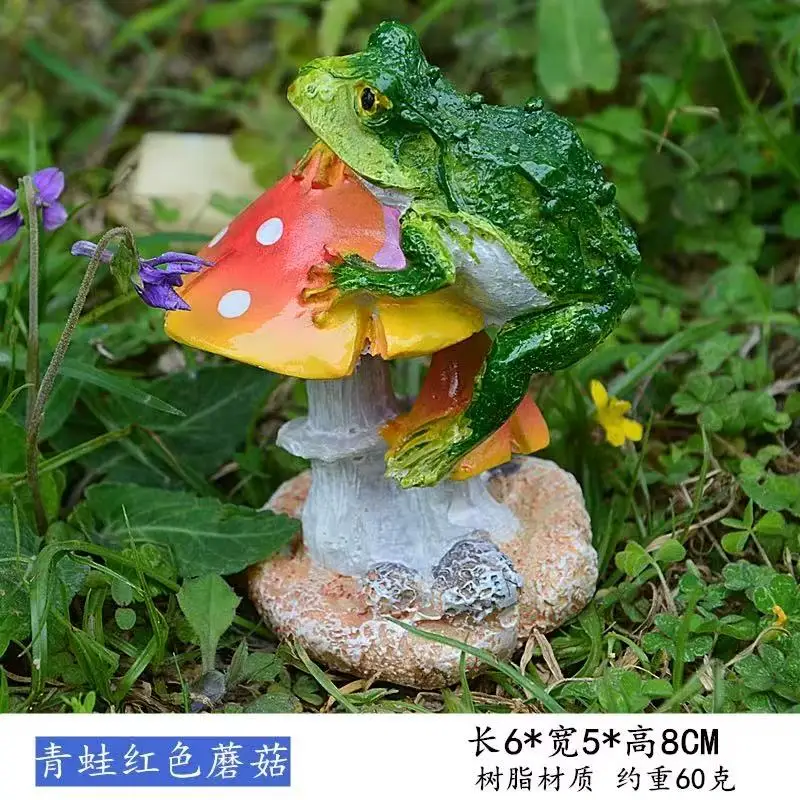 1 pc 8 cm Hohe Garten Hof Ornament Outdoor Garten Kunst Harz Pilz Tier Figurine Haus Garten Dekoration