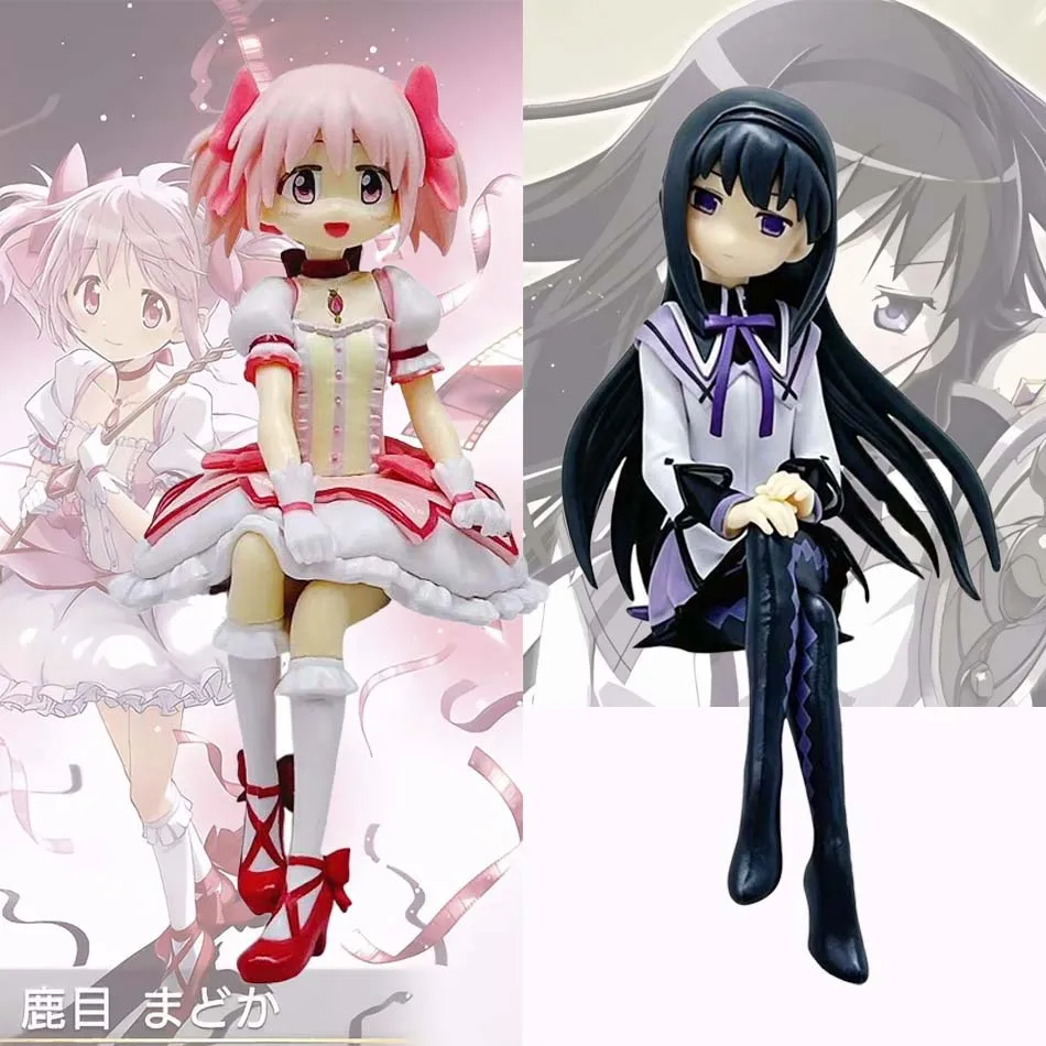Puella Magi Madoka Magica Figure Madoka Sayaka Noodle Stopper Sitting PVC Anime Collectible Model Desk Decor Gift For Anime Fans