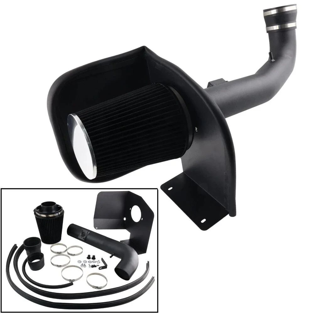 Aluminum Steel Black Cold Air Intake System Heat Shield Air Filter For Chevy GMC 4.8L 5.3L 6.0L V8 09-13