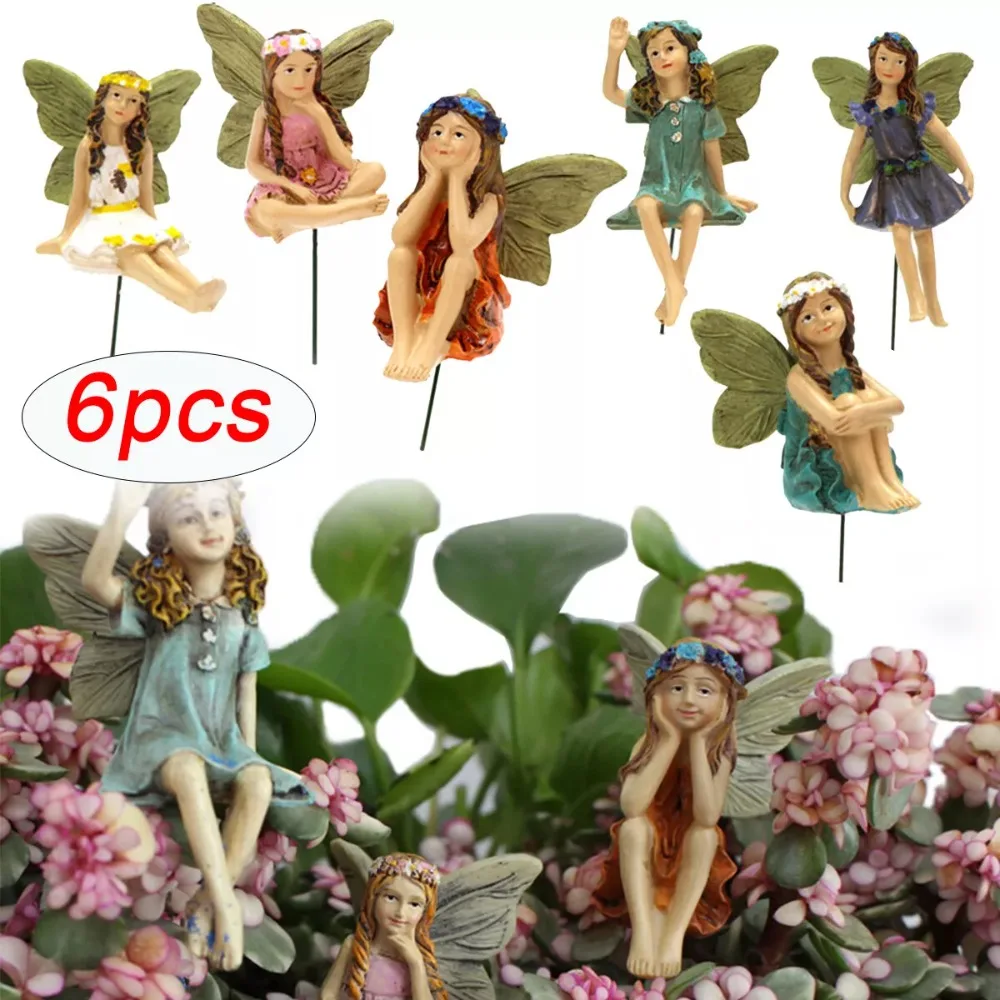 

Creativity Resin Fairy Garden Figurines Craft Micro Landscape Fairies Figurines Gift Colorful Garden Yard Decor