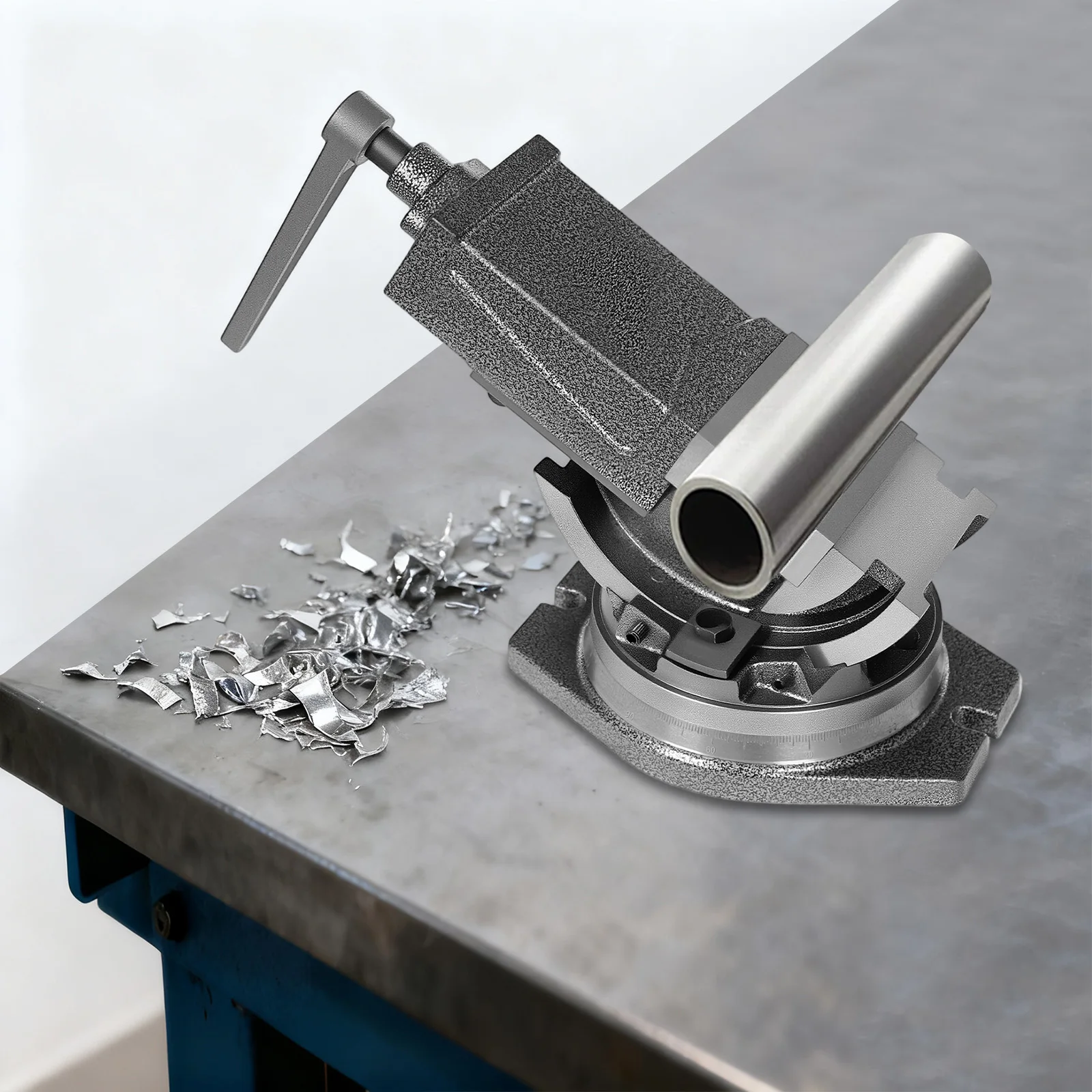 4-Zoll Gusseisen-Werkbank-Schraubstock, 360° drehbar °   Schwenkbar & 0-90° °   Kippbare Handwerksschraubstockbank, max. 19KN Spannkraft für Präzisionsbearbeitung/Holzbearbeitung/Metallbearbeitung