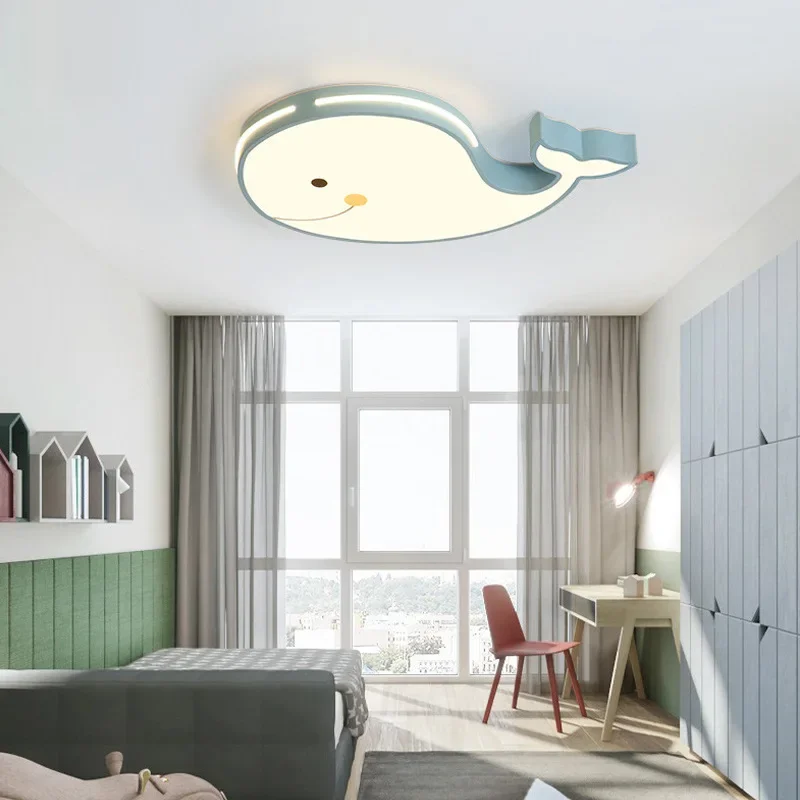 Modern Led Ceiling Lamp Creative Lighting for Family Theme Hotel Children Kids Bedroom Study Hallway Led Whale Ceiling Light