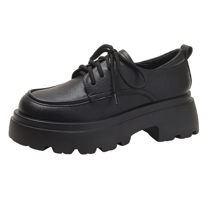 

Женская обувь на платформе в британском стиле в стиле ретро, осень-зима 2022, универсальные туфли-лодочки на толстой подошве, лоферы на высоком каблуке с круглым носком