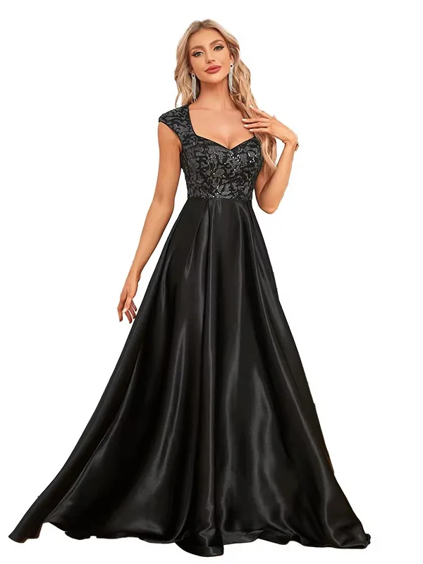 New Bla Silk Long Dr Sve Covering Mermaid Tail Evening Gown Maid of  Wedding Par Dr Low Waist Sle